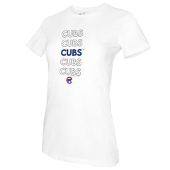 Chicago Cubs Tiny Turnip Women's Stacked T-Shirt White