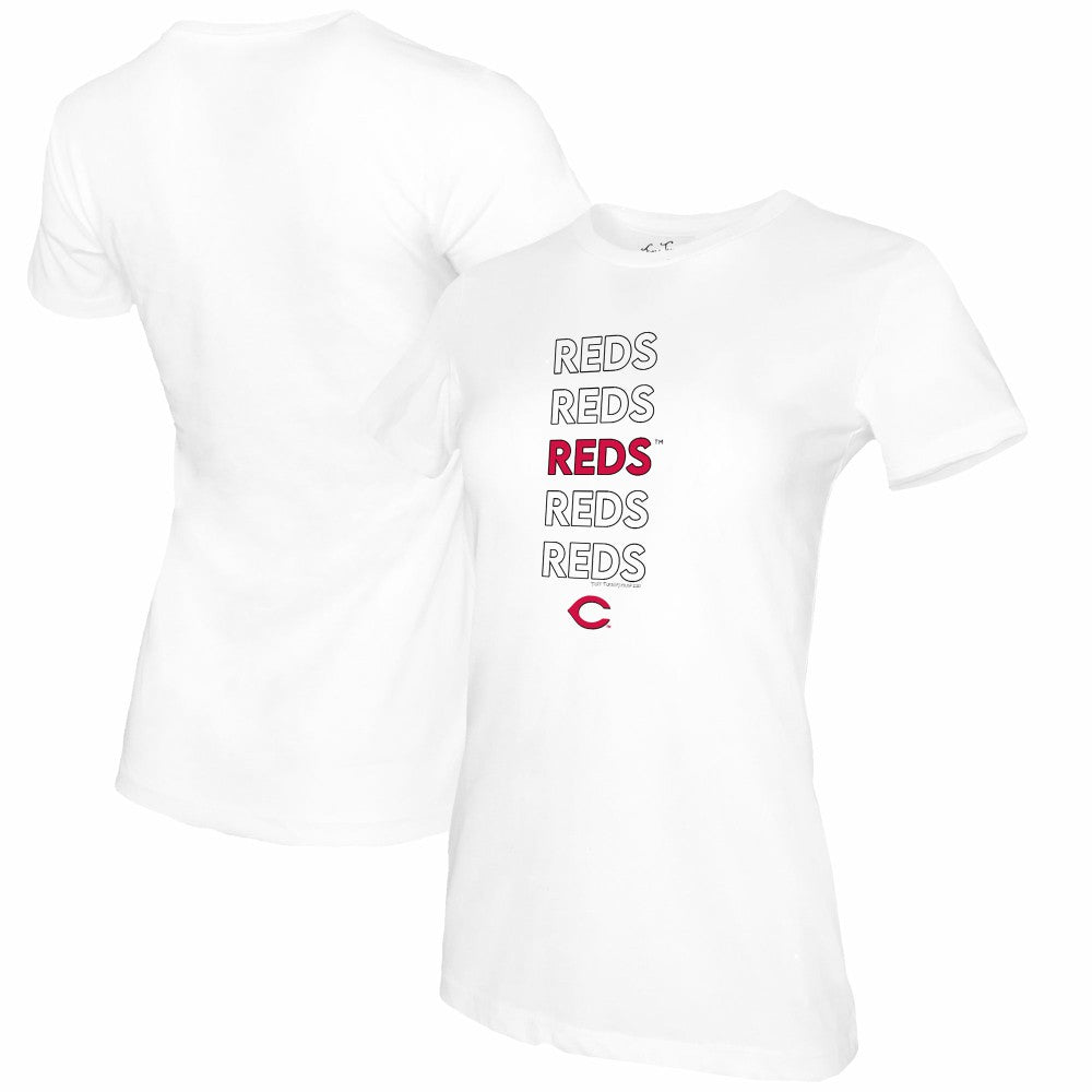 Cincinnati Reds Tiny Turnip Women's Stacked T-Shirt White