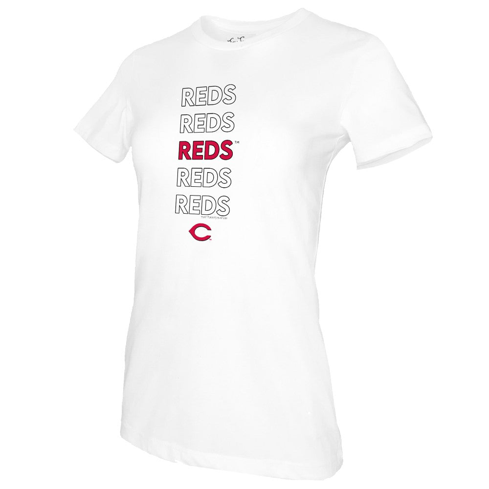 Cincinnati Reds Tiny Turnip Women's Stacked T-Shirt White