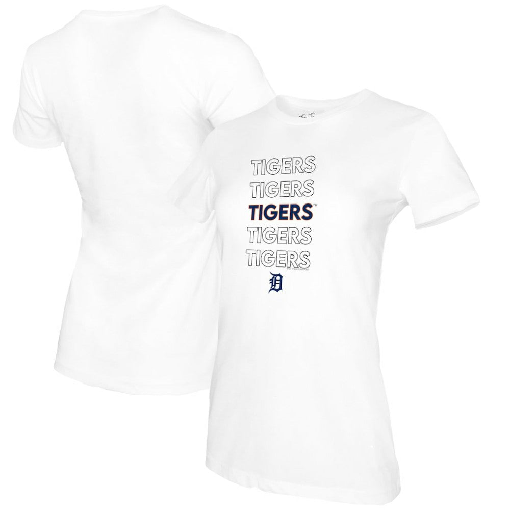 Detroit Tigers Tiny Turnip Women's Stacked T-Shirt White