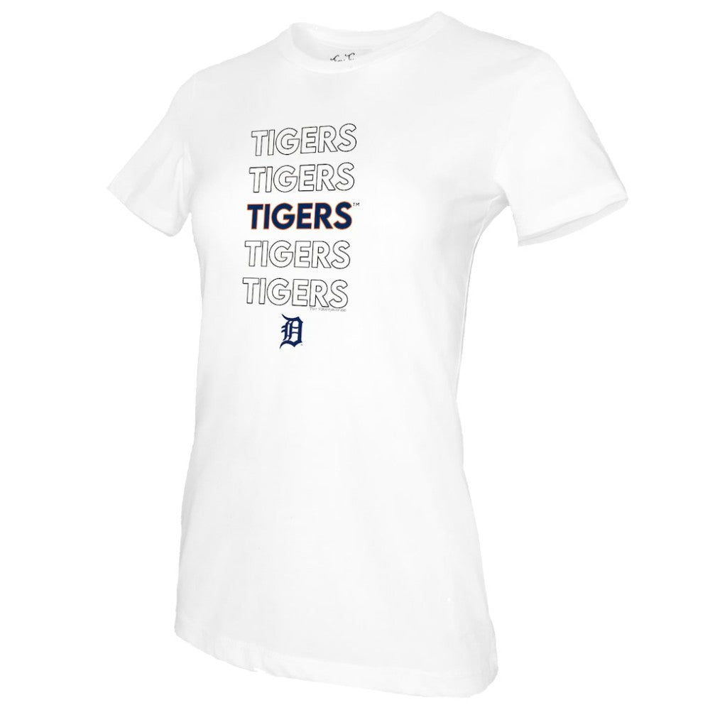 Detroit Tigers Tiny Turnip Women's Stacked T-Shirt White
