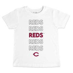 Cincinnati Reds Tiny Turnip Youth Stacked T-Shirt White