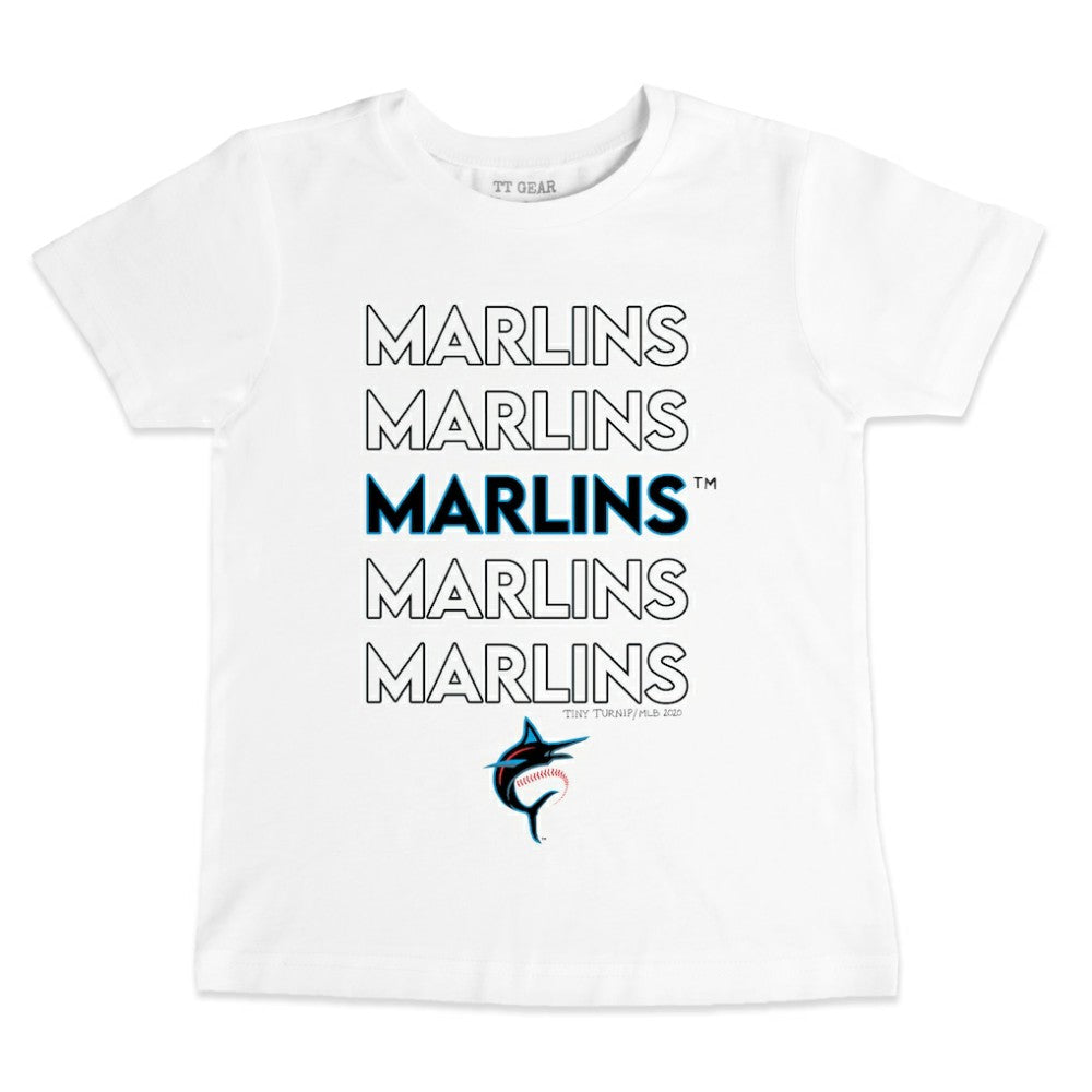 Miami Marlins Tiny Turnip Youth Stacked T-Shirt White