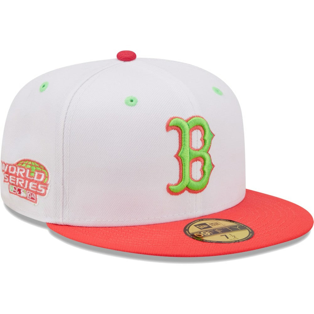 Boston Red Sox 2004 World Series Strawberry Lolli 59FIFTY Fitted Hat White/Coral | New Era