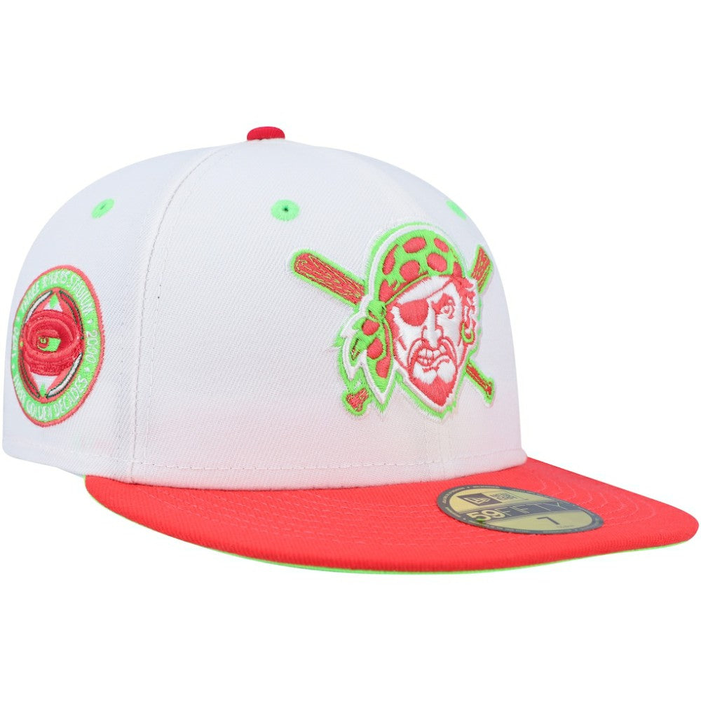 Pittsburgh Pirates Three Rivers Stadium 30th Anniversary Strawberry Lolli 59FIFTY Fitted Hat White/Coral | New Era