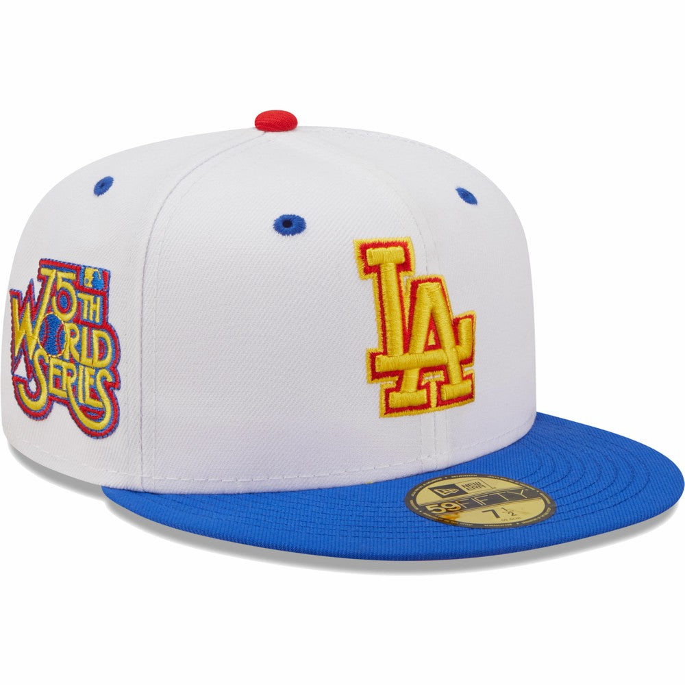 Los Angeles Dodgers 75th World Series Cherry Lolli 59FIFTY Fitted Hat White/Royal | New Era