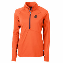 Detroit Tigers Cutter & Buck Women's Adapt Eco Knit Stretch Half-Zip Pullover Top Orange