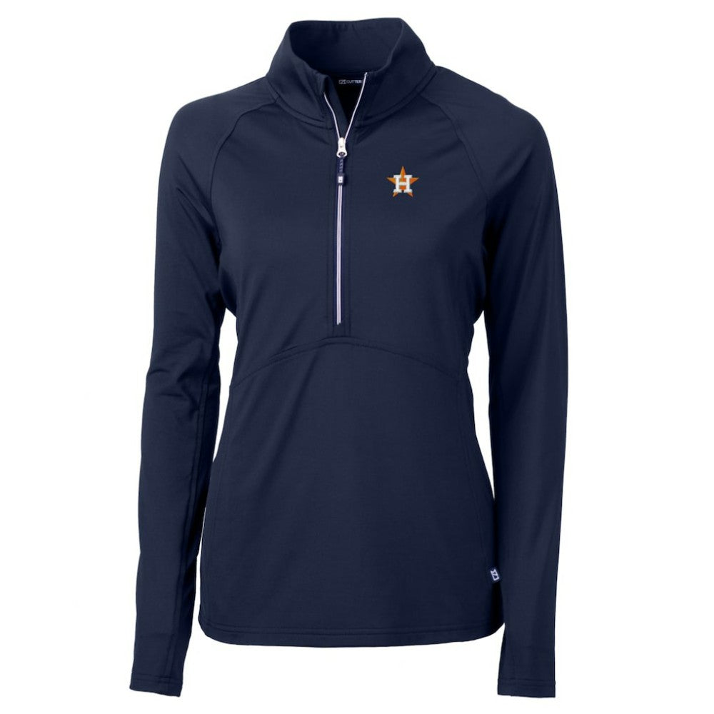 Houston Astros Cutter & Buck Women's Adapt Eco Knit Stretch Half-Zip Pullover Top Navy