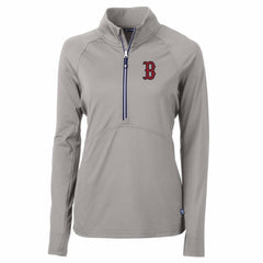 Boston Red Sox Cutter & Buck Women's Adapt Eco Knit Stretch Half-Zip Pullover Top Gray
