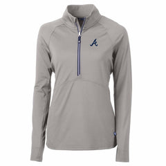 Atlanta Braves Cutter & Buck Women's Adapt Eco Knit Stretch Half-Zip Pullover Top Gray