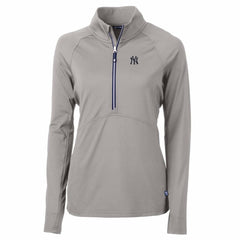 New York Yankees Cutter & Buck Women's Adapt Eco Knit Stretch Half-Zip Pullover Top Gray