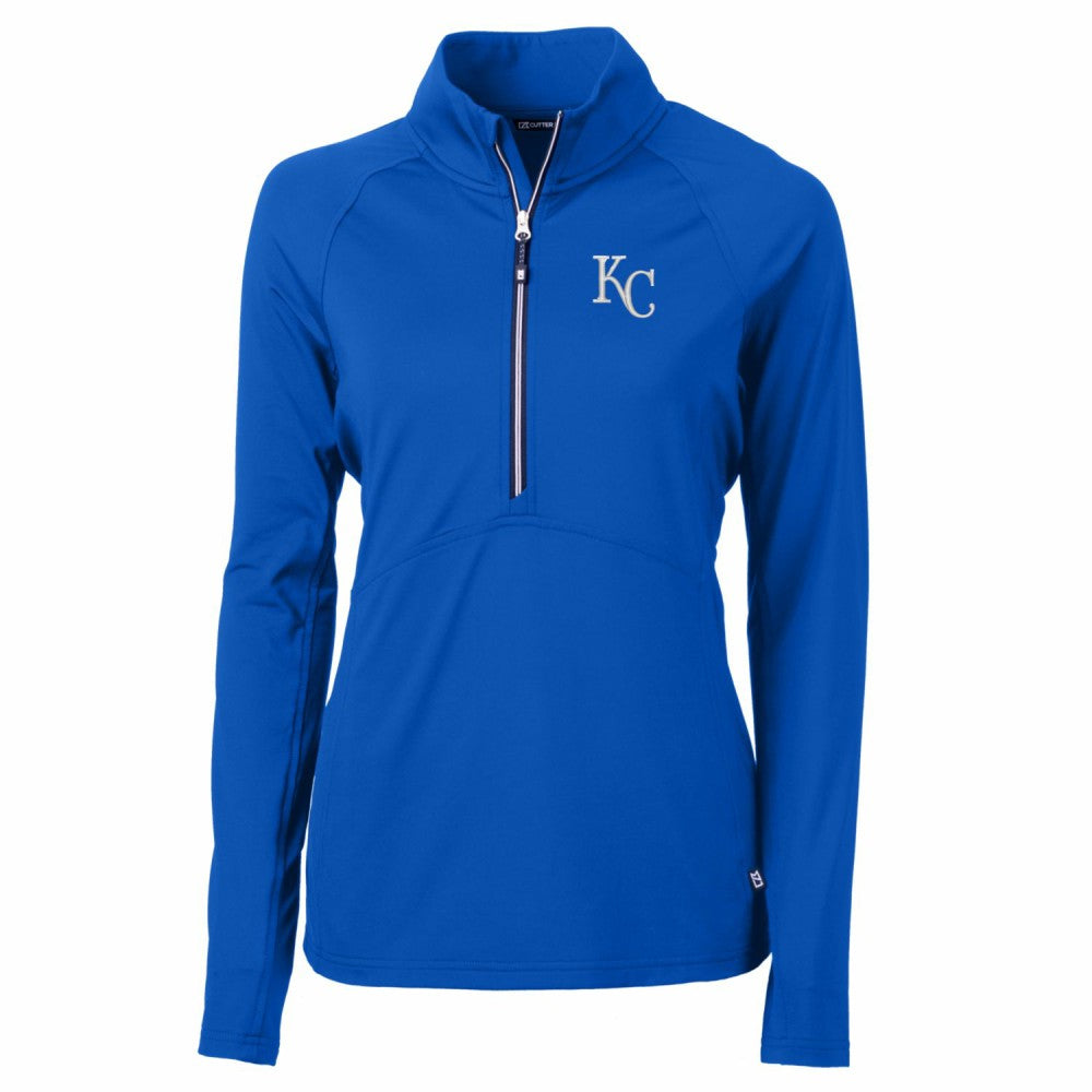 Kansas City Royals Cutter & Buck Women's Adapt Eco Knit Stretch Half-Zip Pullover Top Royal
