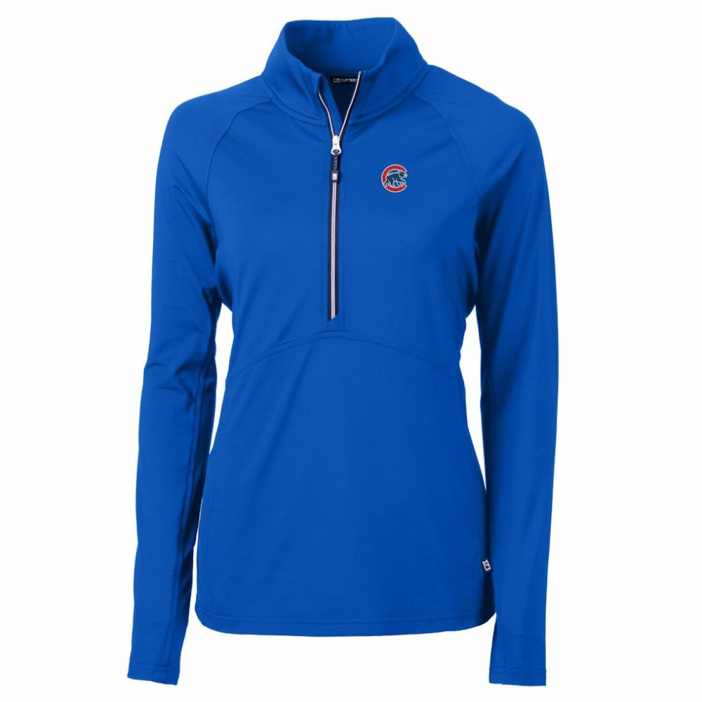 Chicago Cubs Cutter & Buck Women's Adapt Eco Knit Stretch Half-Zip Pullover Top Royal