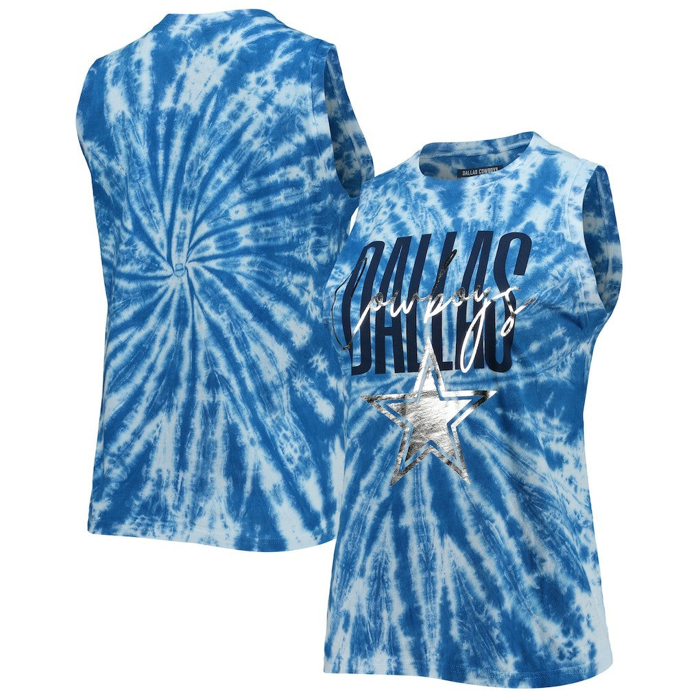 Dallas Cowboys Lauren James Women's Tie-Dye Jersey Boxy Tank Top - Royal cheap