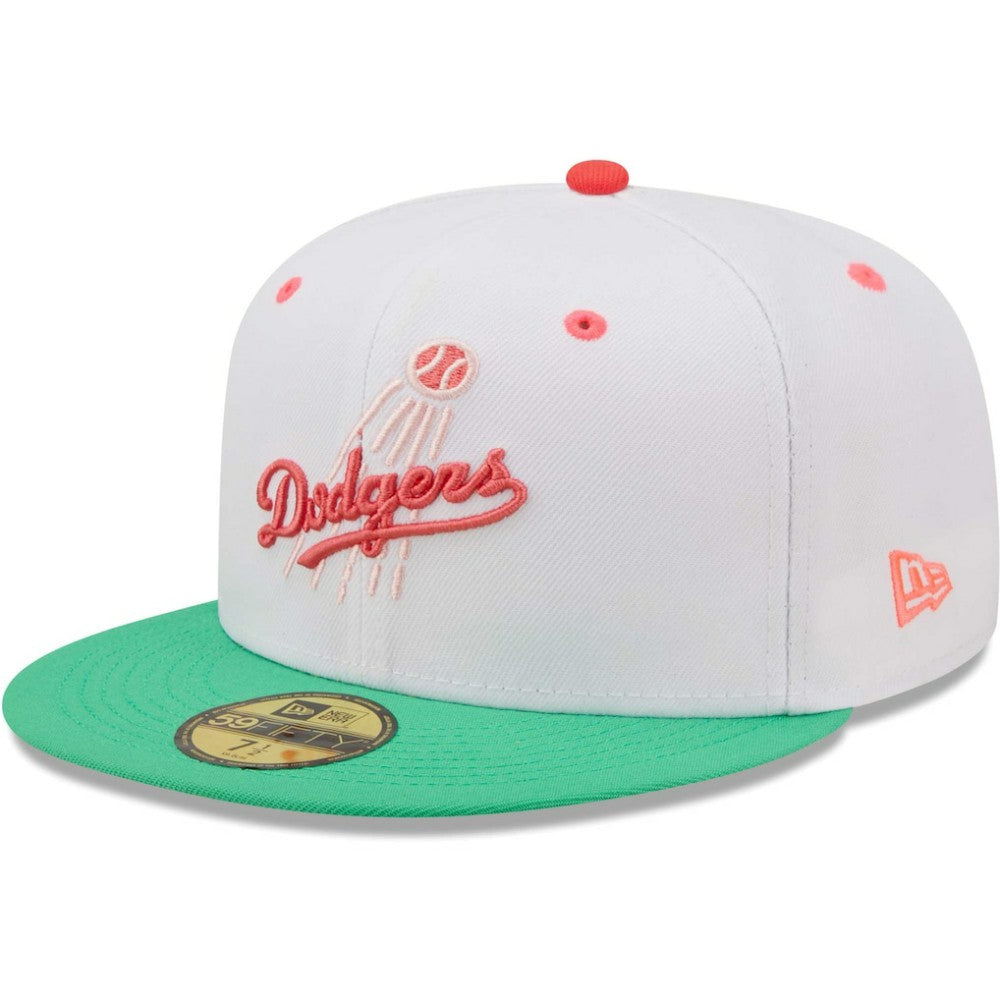 Los Angeles Dodgers 50th Anniversary in Los Angeles Watermelon Lolli 59FIFTY Fitted Hat White/Green | New Era