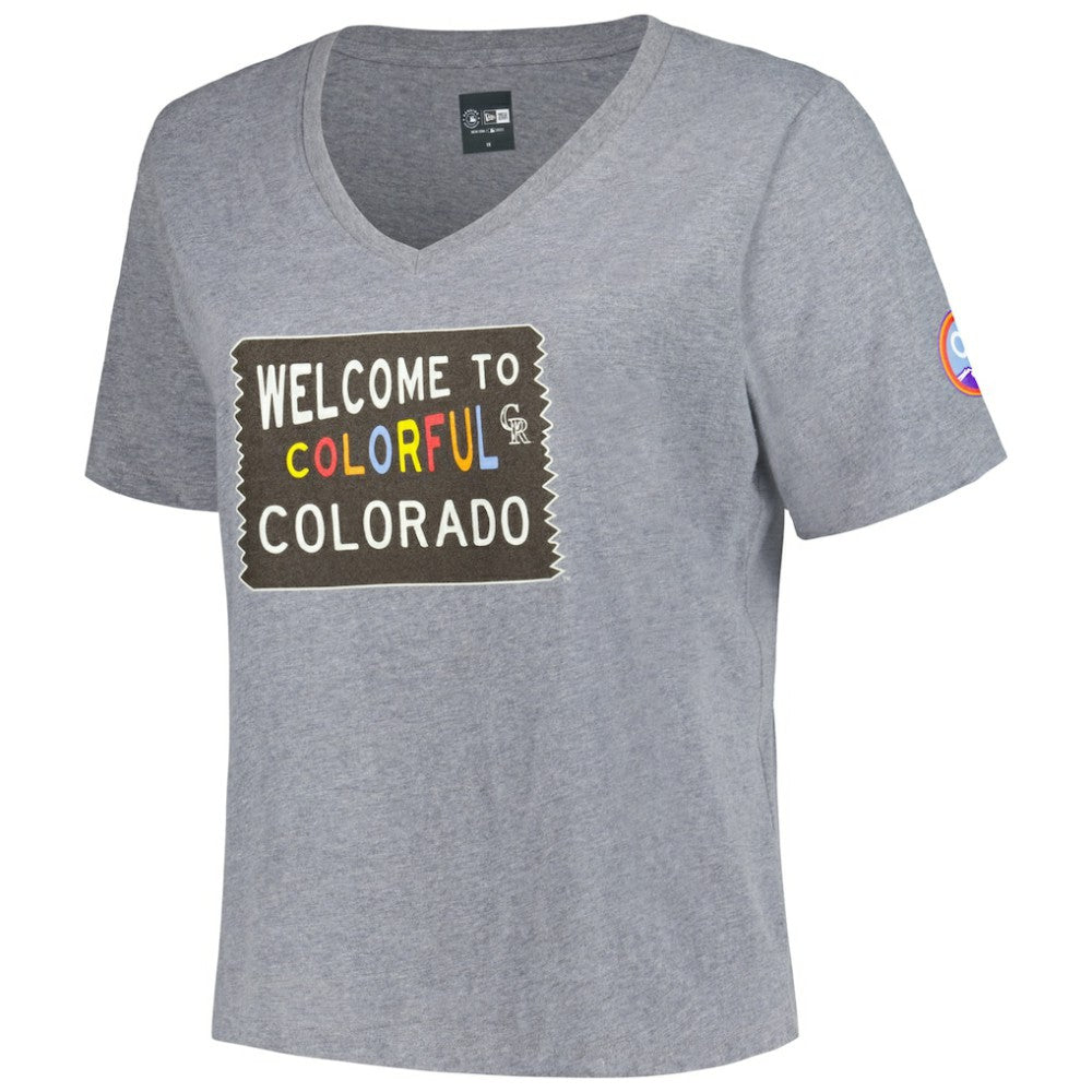 Colorado Rockies Women's City Connect Plus Size V-Neck T-Shirt Gray | New Era