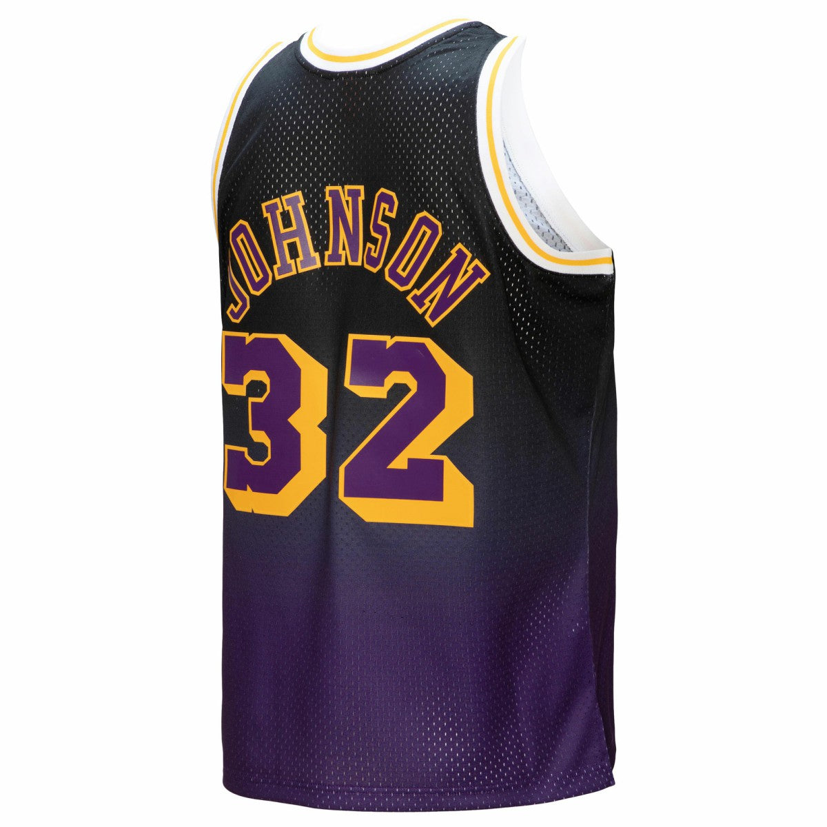 Magic Johnson Los Angeles Lakers 1984/85 Hardwood Classics Fadeaway Swingman Player Jersey - Purple/Black
