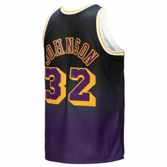 Magic Johnson Los Angeles Lakers 1984/85 Hardwood Classics Fadeaway Swingman Player Jersey - Purple/Black