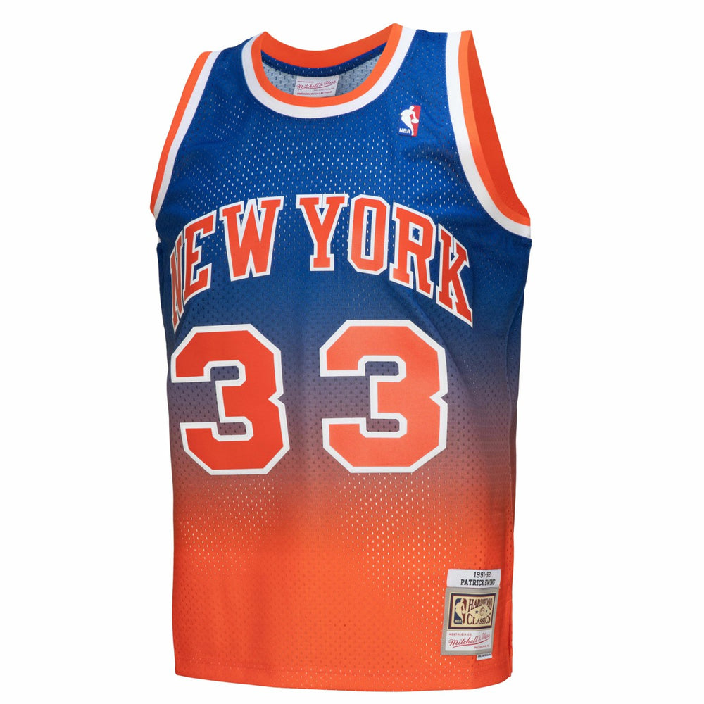Patrick Ewing New York Knicks 1991/92 Hardwood Classics Fadeaway Swingman Player Jersey - Orange/Royal