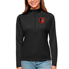 Baltimore Orioles Antigua Women's Tribute Quarter-Zip Pullover Top Black