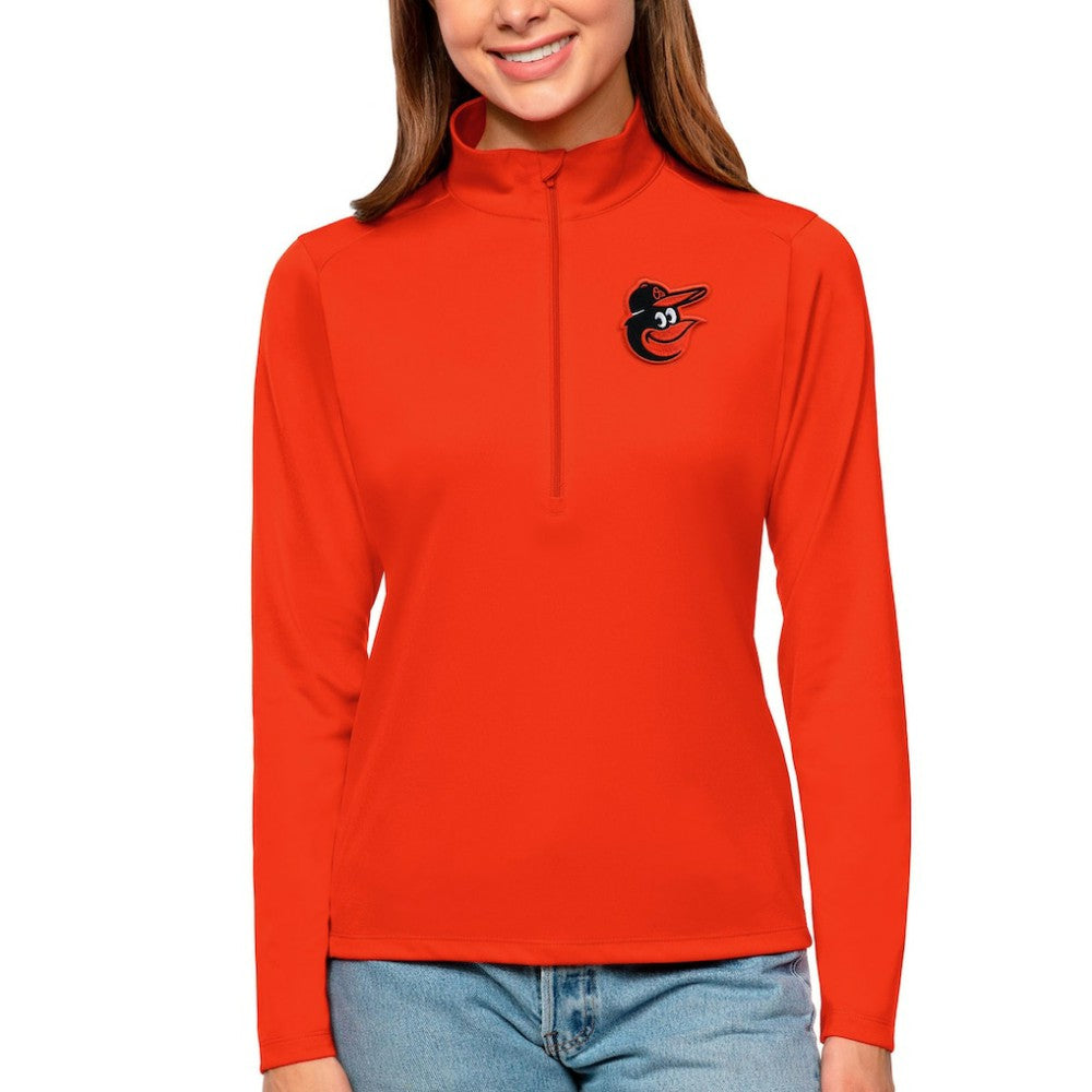 Baltimore Orioles Antigua Women's Tribute Quarter-Zip Pullover Top Orange