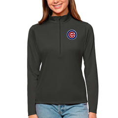 Chicago Cubs Antigua Women's Tribute Quarter-Zip Pullover Top Charcoal