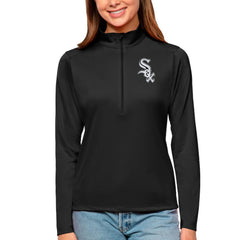 Chicago White Sox Antigua Women's Tribute Quarter-Zip Pullover Top Black