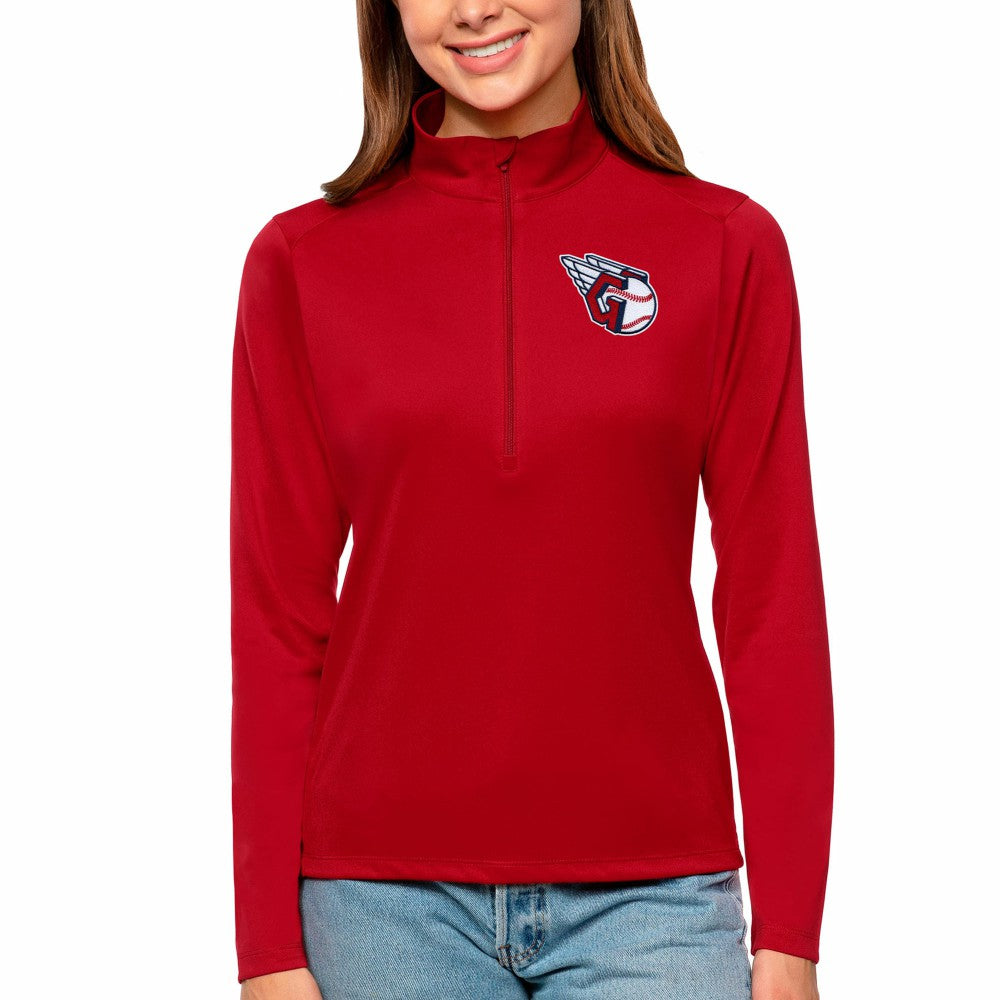 Cleveland Guardians Antigua Women's Tribute Quarter-Zip Pullover Top Red