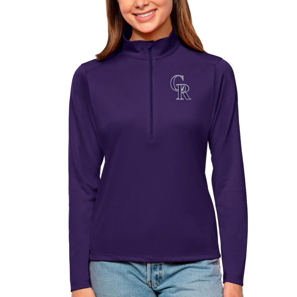 Colorado Rockies Antigua Women's Tribute Quarter-Zip Pullover Top Purple