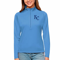 Kansas City Royals Antigua Women's Tribute Quarter-Zip Pullover Top Light Blue