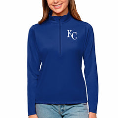 Kansas City Royals Antigua Women's Tribute Quarter-Zip Pullover Top Royal