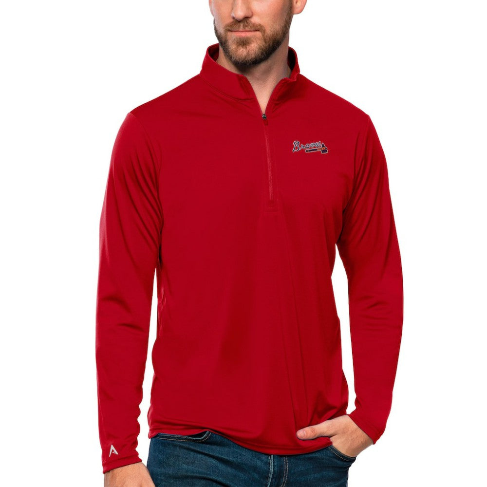 Atlanta Braves Antigua Tribute Quarter-Zip Pullover Top Red