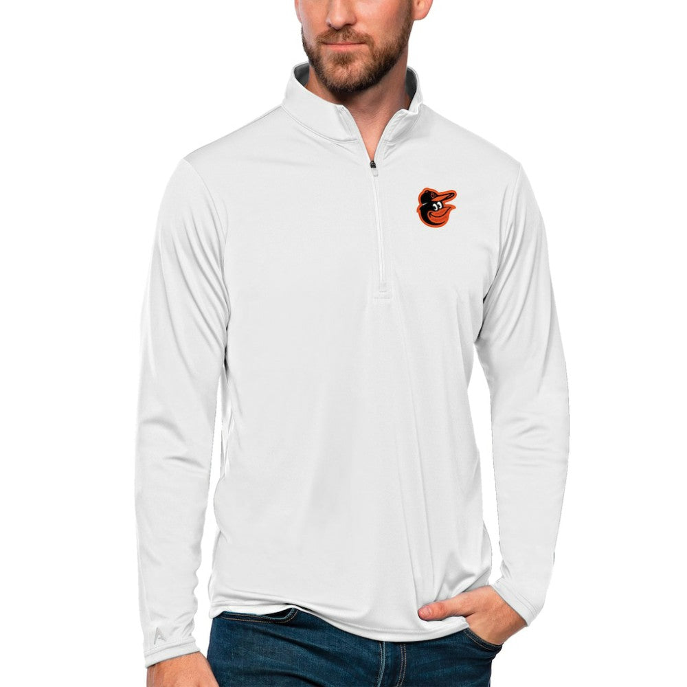 Baltimore Orioles Antigua Tribute Quarter-Zip Pullover Top White