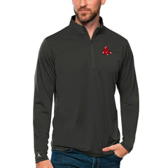 Boston Red Sox Antigua Tribute Quarter-Zip Pullover Top Charcoal