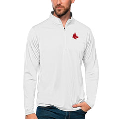 Boston Red Sox Antigua Tribute Quarter-Zip Pullover Top White