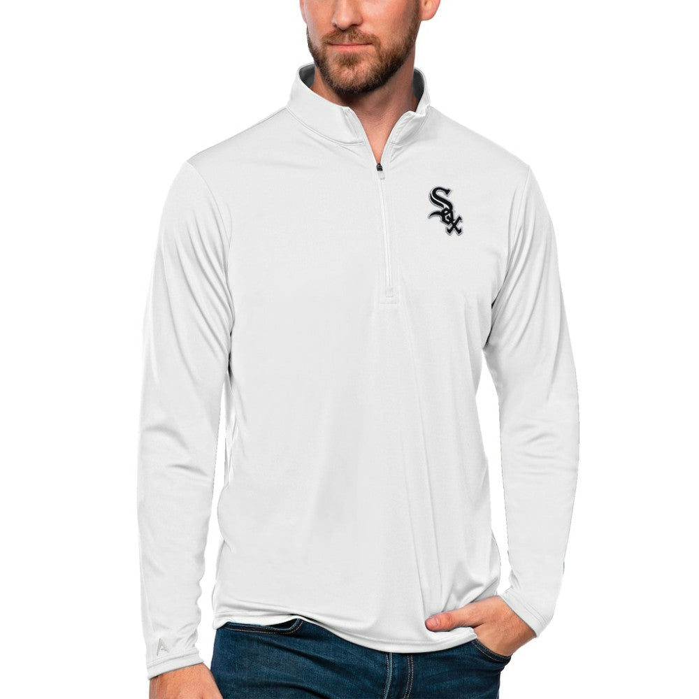 Chicago White Sox Antigua Tribute Quarter-Zip Pullover Top White