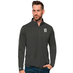Detroit Tigers Antigua Tribute Quarter-Zip Pullover Top Charcoal