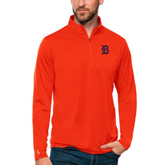 Detroit Tigers Antigua Tribute Quarter-Zip Pullover Top Orange