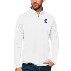 Detroit Tigers Antigua Tribute Quarter-Zip Pullover Top White