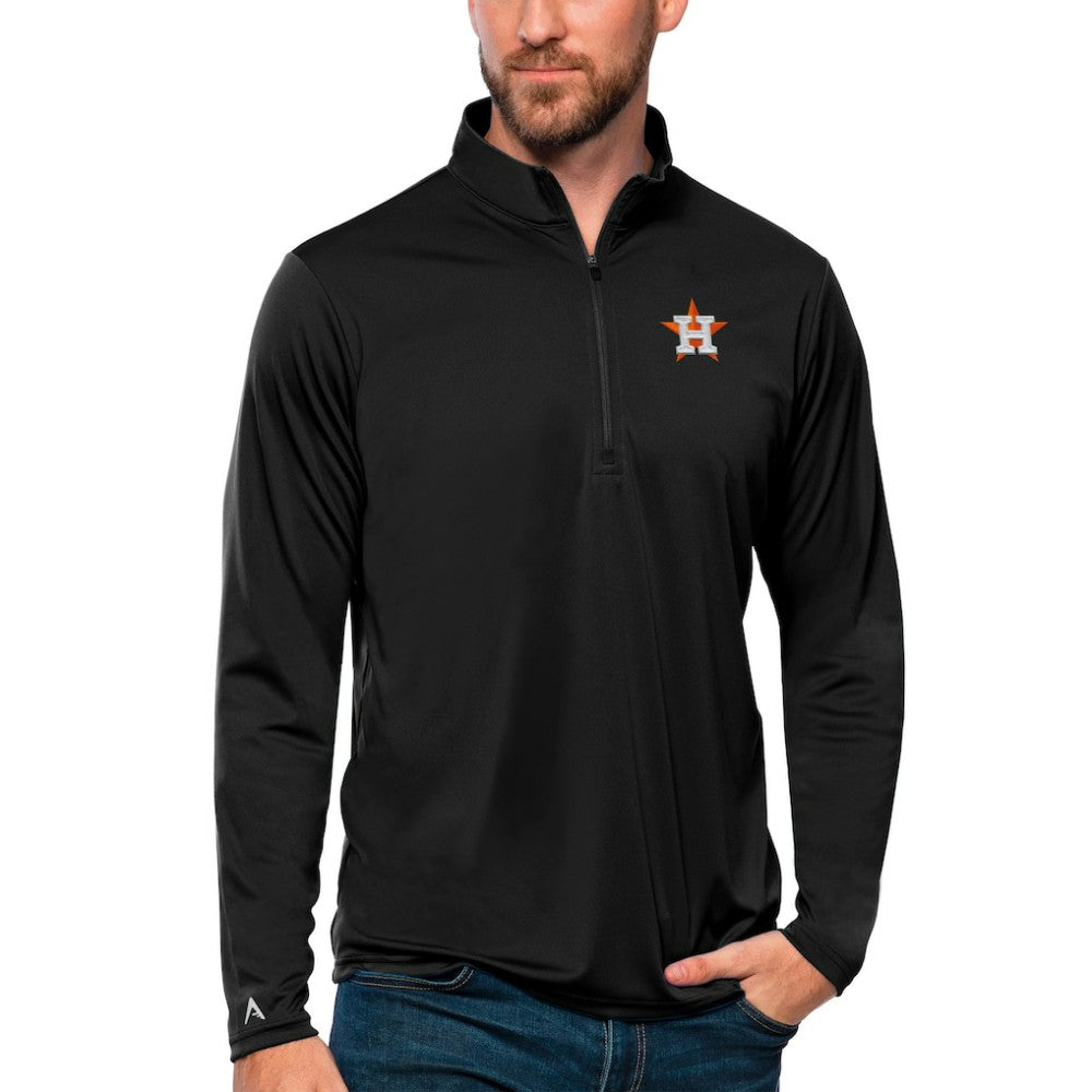 Houston Astros Antigua Tribute Quarter-Zip Pullover Top Black