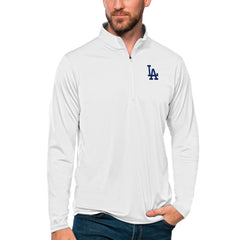 Los Angeles Dodgers Antigua Tribute Quarter-Zip Pullover Top White