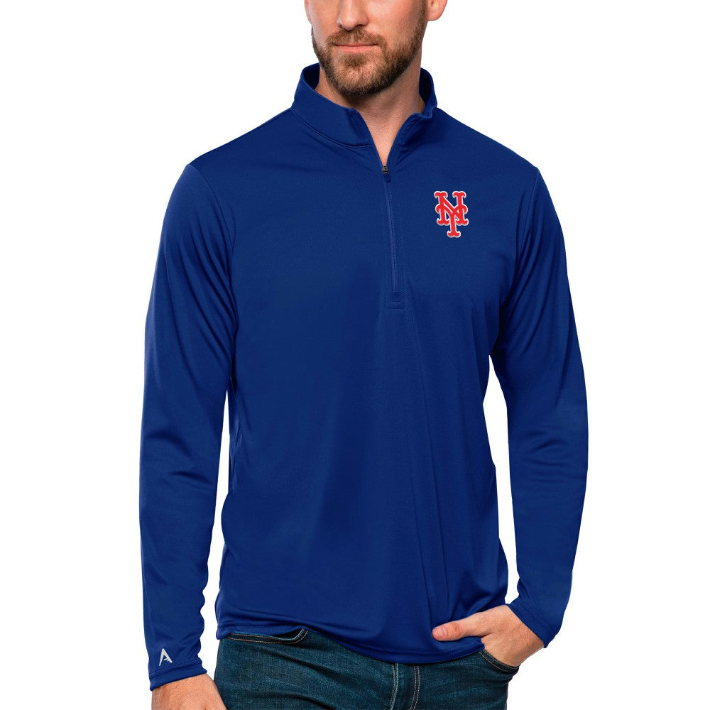 New York Mets Antigua Tribute Quarter-Zip Pullover Top Royal