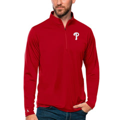 Philadelphia Phillies Antigua Tribute Quarter-Zip Pullover Top Red