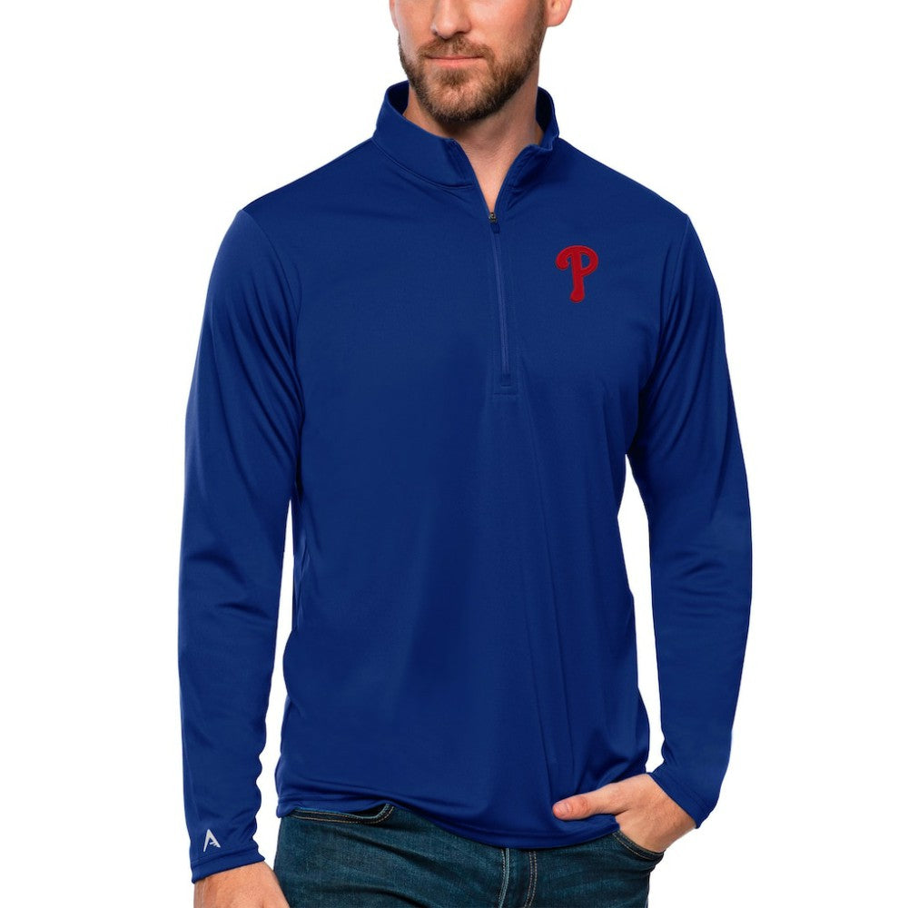 Philadelphia Phillies Antigua Tribute Quarter-Zip Pullover Top Royal