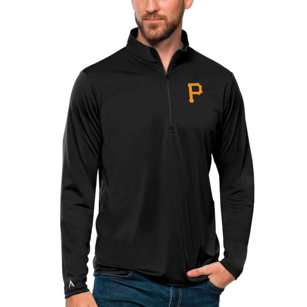 Pittsburgh Pirates Antigua Tribute Quarter-Zip Pullover Top Black