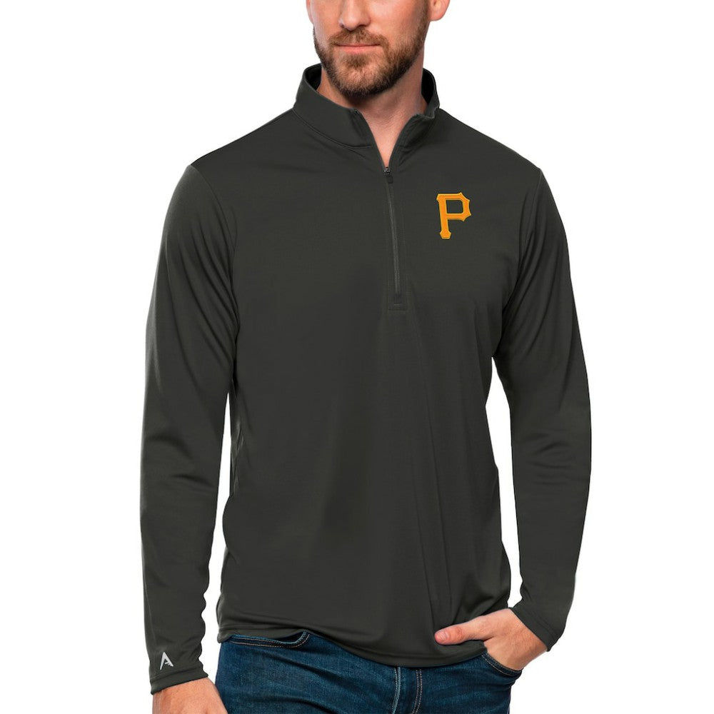 Pittsburgh Pirates Antigua Tribute Quarter-Zip Pullover Top Charcoal