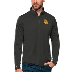 San Diego Padres Antigua Tribute Quarter-Zip Pullover Top Charcoal