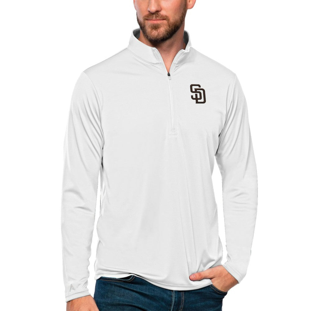 San Diego Padres Antigua Tribute Quarter-Zip Pullover Top White