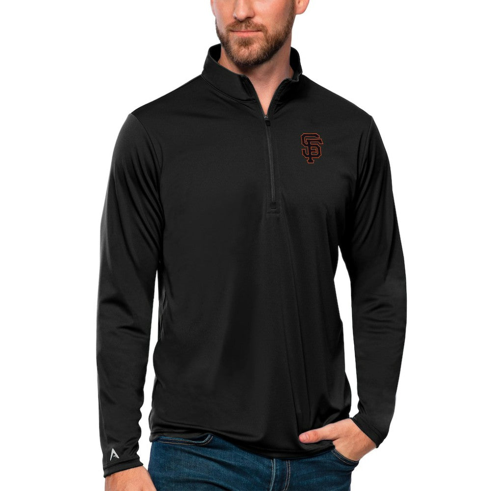 San Francisco Giants Antigua Tribute Quarter-Zip Pullover Top Black