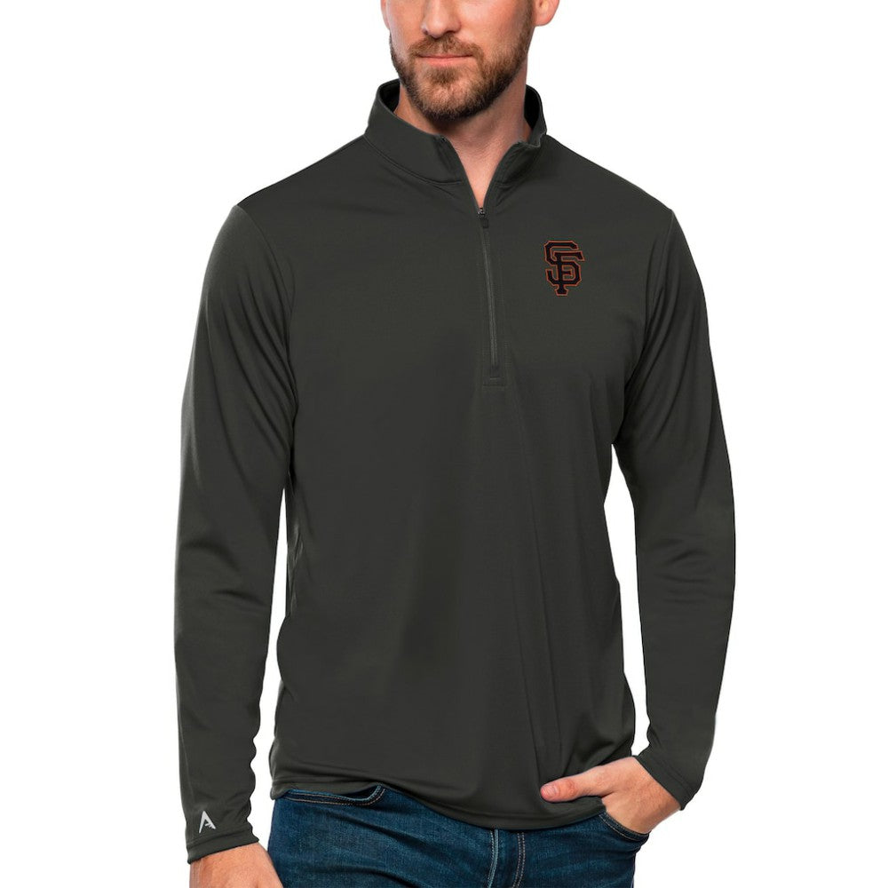 San Francisco Giants Antigua Tribute Quarter-Zip Pullover Top Charcoal
